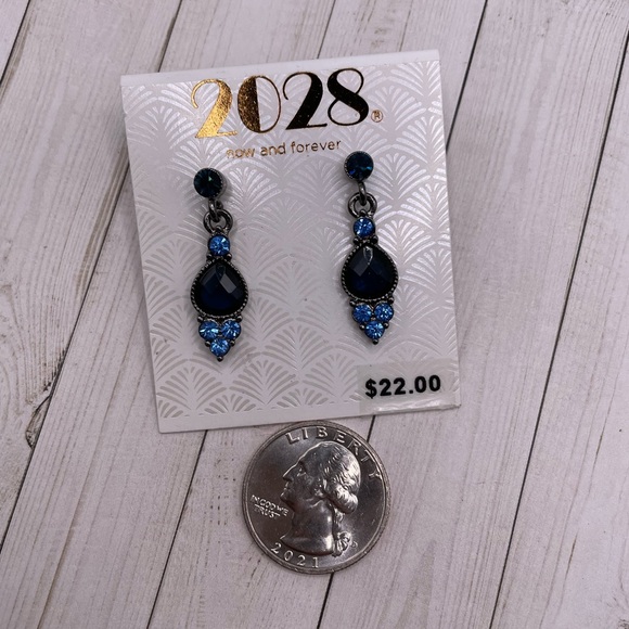 NWT 1928 Deep Blue Drop Earrings - Picture 5 of 7